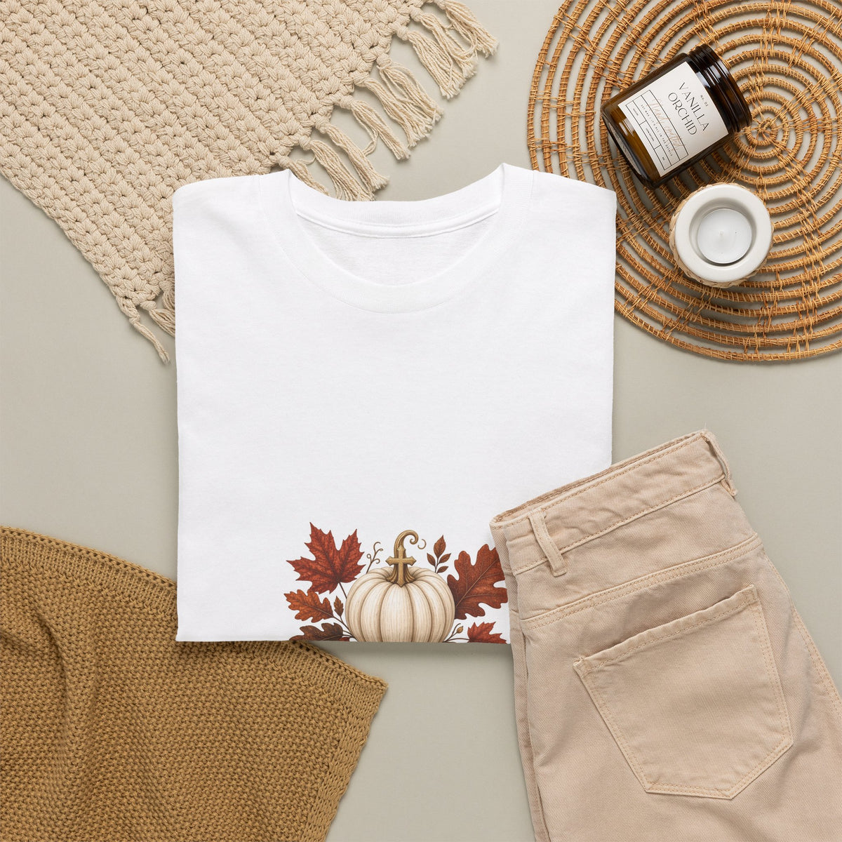 Give Thanks Pumpkin T-Shirt — Thanksgiving Faith Tee (Psalm 107:1)