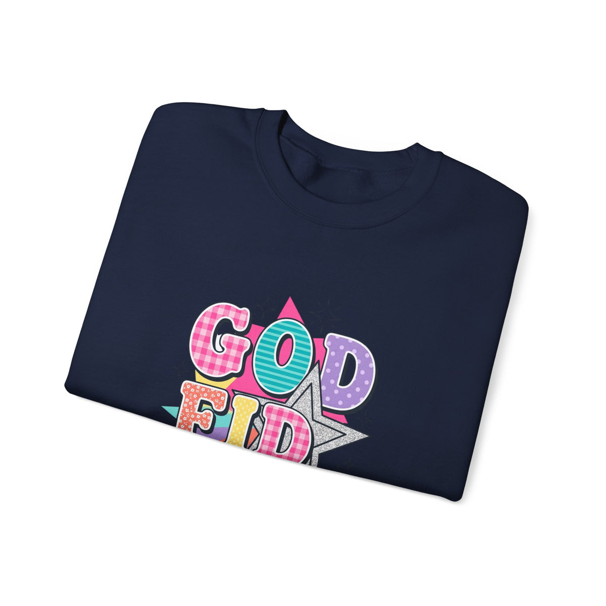 Crewneck Sweatshirt — "Godfidence" Colorful Retro Graphic
