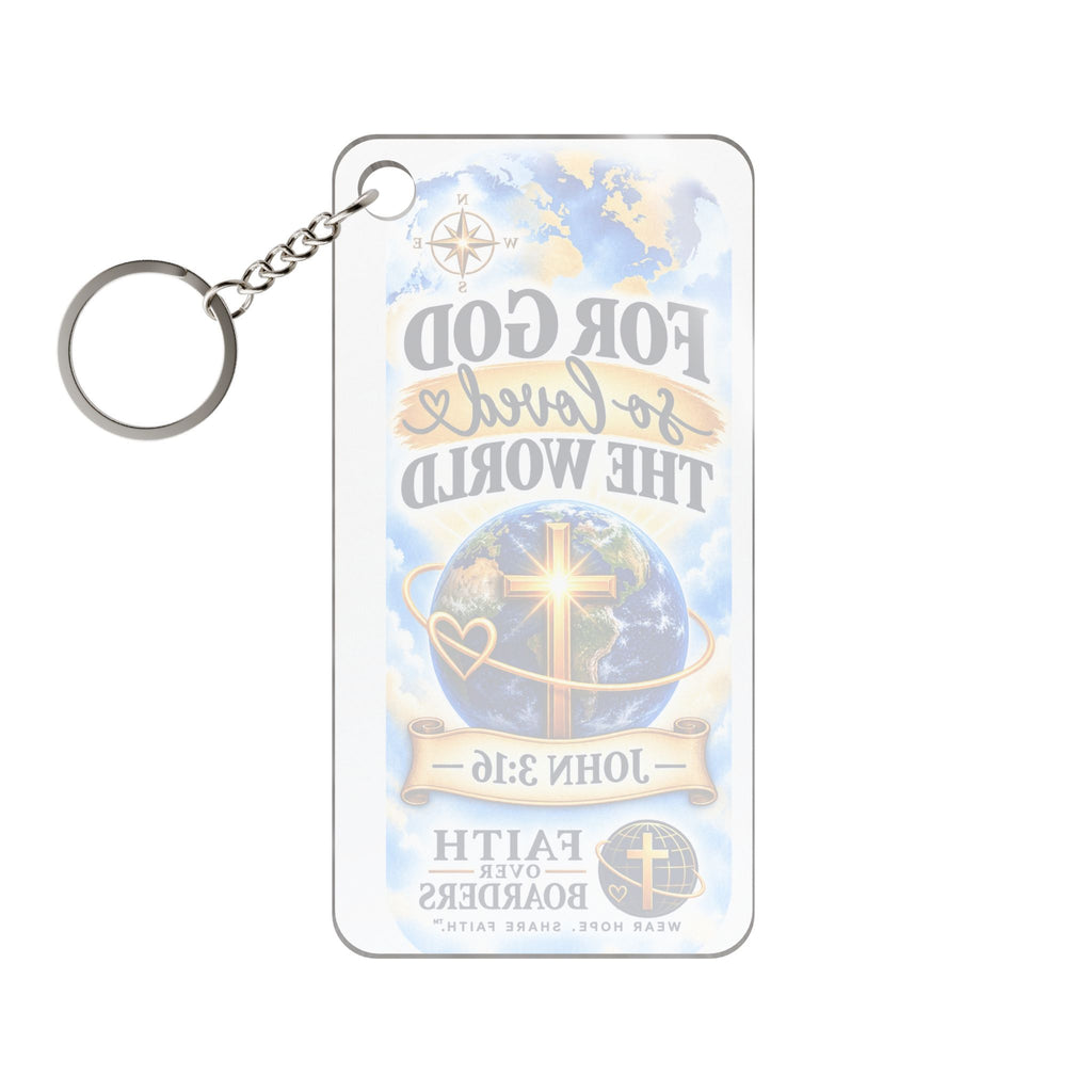 Christian Keychain Charm – "For God So Loved the World" John 3:16 Inspirational Key Ring