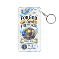 Christian Keychain Charm – "For God So Loved the World" John 3:16 Inspirational Key Ring
