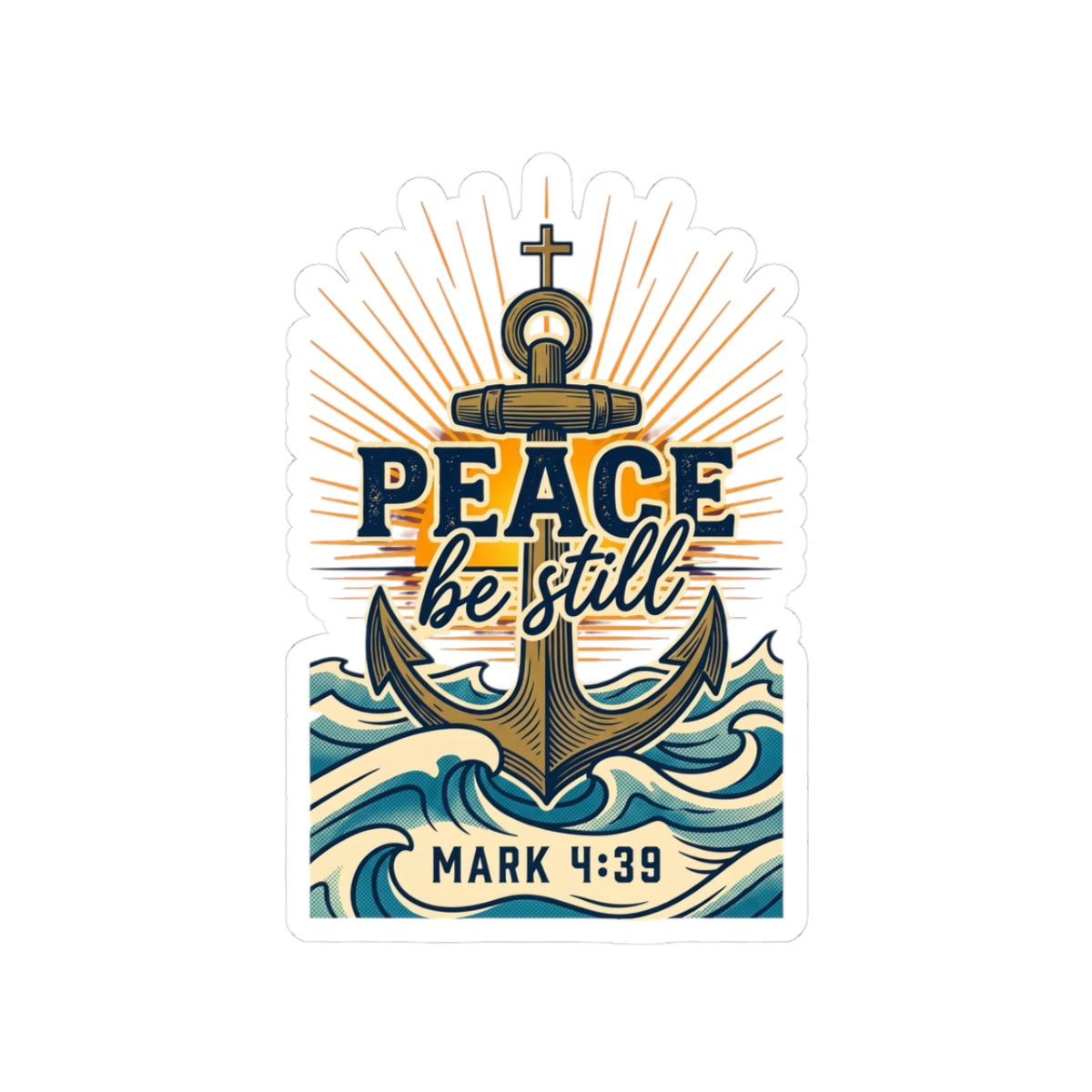 Peace Be Still Anchor Sticker | Christian Scripture Mark 4:39, Nautical Faith