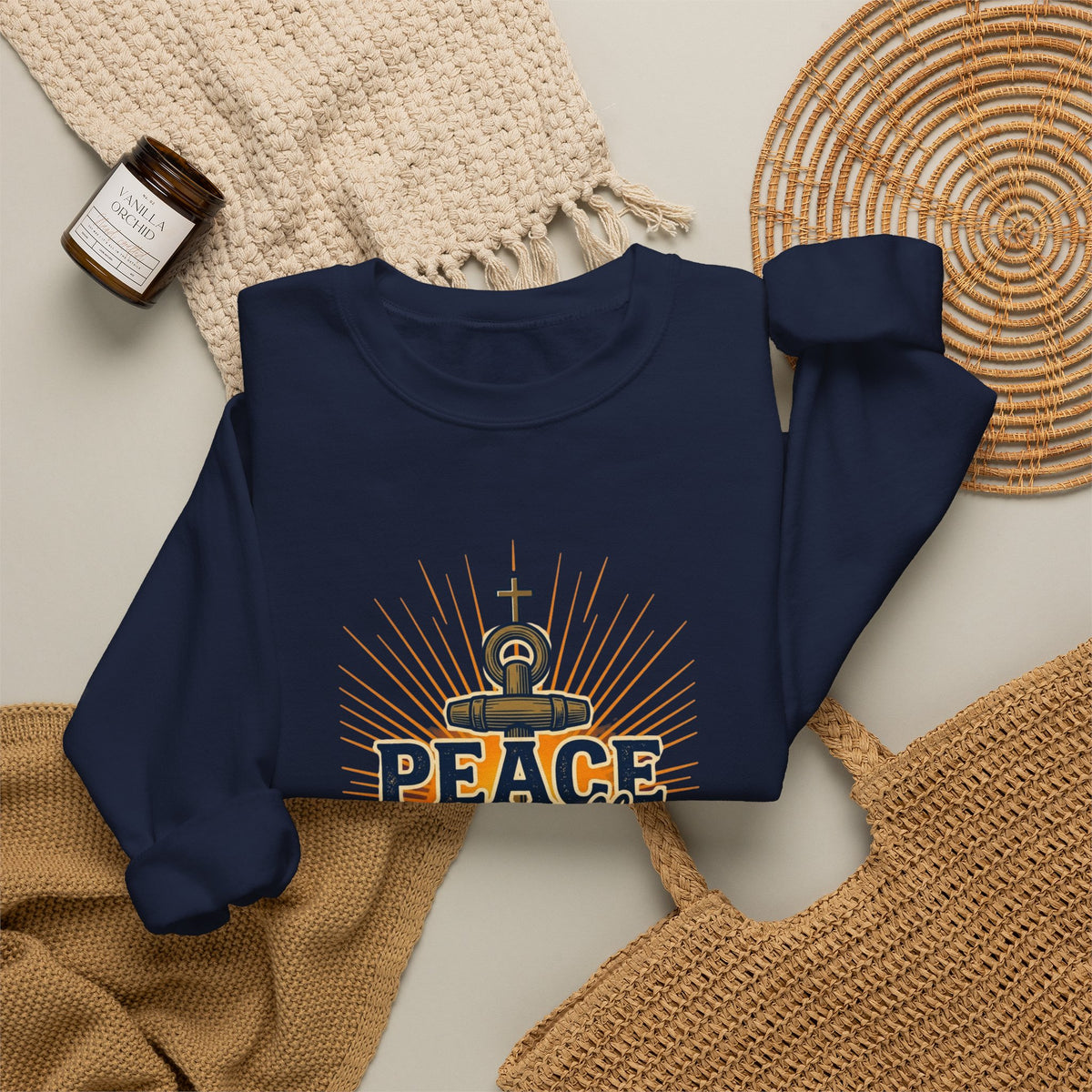 Peace Be Still Anchor Sweatshirt – Mark 4:39 Christian Crewneck