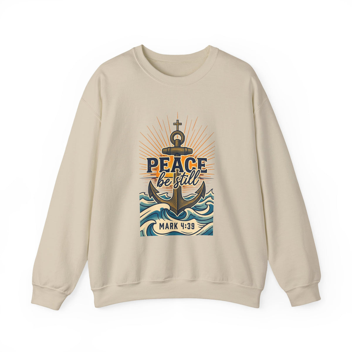 Peace Be Still Anchor Sweatshirt – Mark 4:39 Christian Crewneck