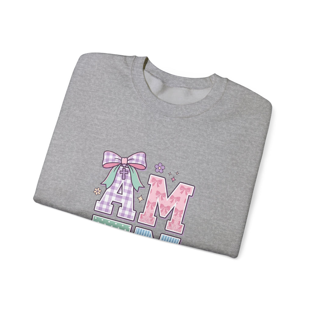 Amen Rainbow Letter Sweatshirt | Christian Faith Pastel Scripture Style