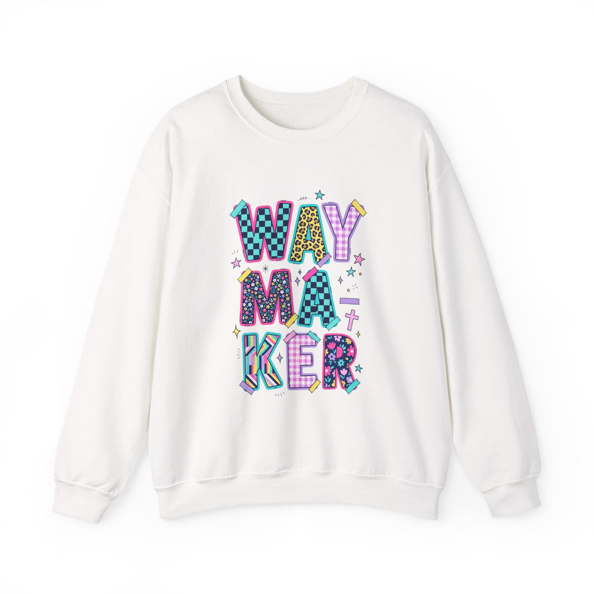 Waymaker Crewneck Sweatshirt — Colorful Retro Graphic "WAYMAKER" Pullover