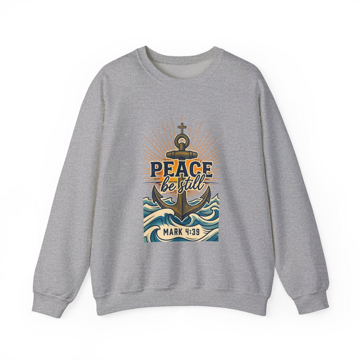 Peace Be Still Anchor Sweatshirt – Mark 4:39 Christian Crewneck