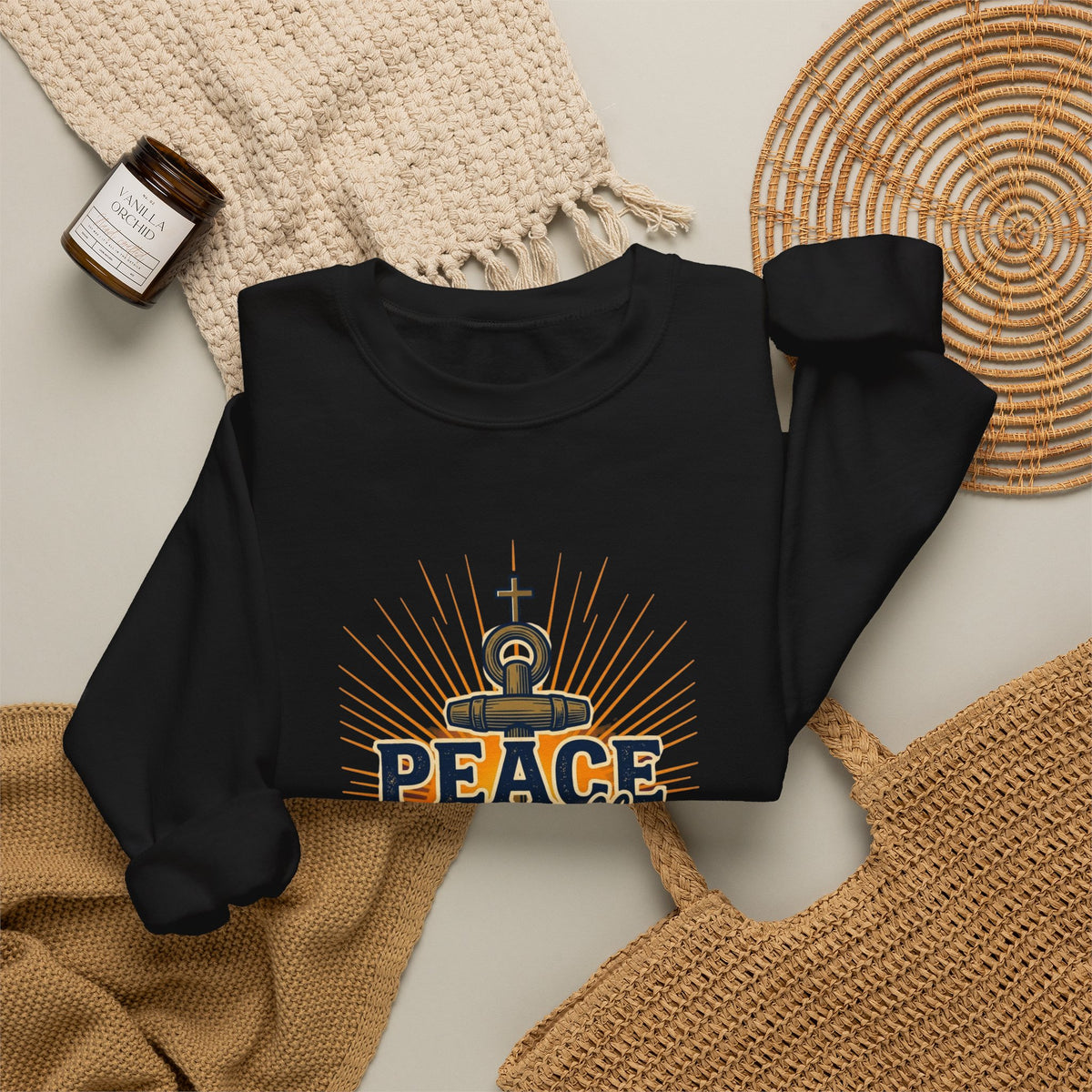 Peace Be Still Anchor Sweatshirt – Mark 4:39 Christian Crewneck