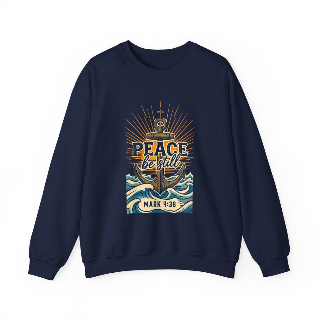 Peace Be Still Anchor Sweatshirt – Mark 4:39 Christian Crewneck
