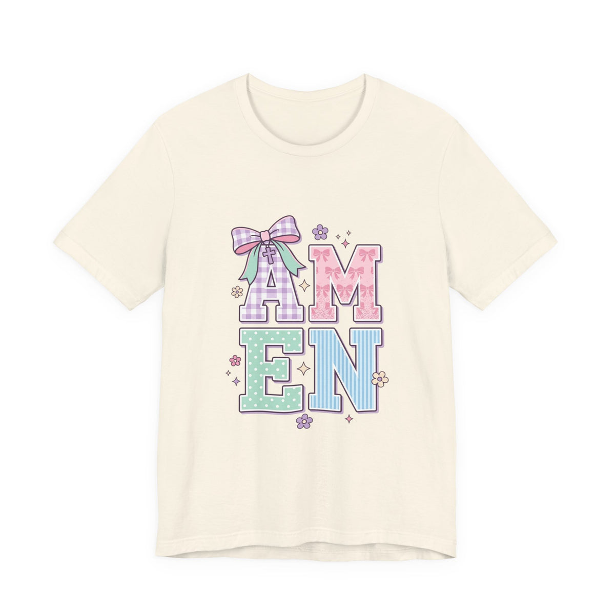 AMEN pastel rainbow scripture tee | Christian faith shirt