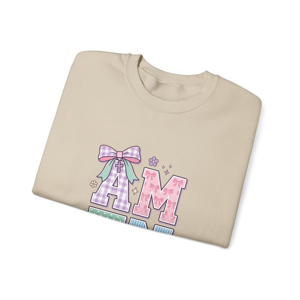 Amen Rainbow Letter Sweatshirt | Christian Faith Pastel Scripture Style