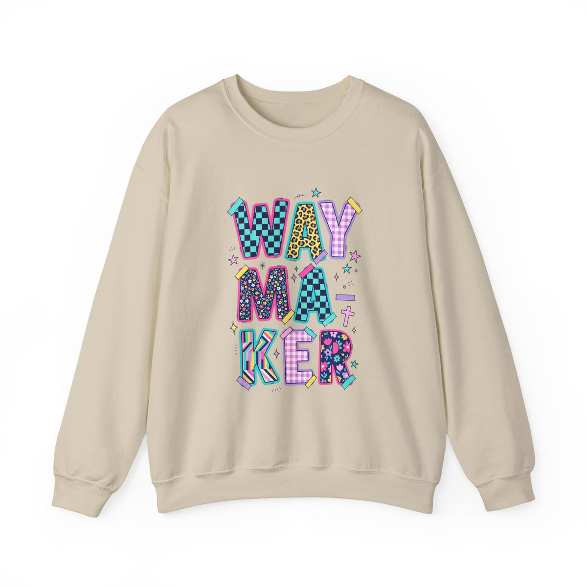 Waymaker Crewneck Sweatshirt — Colorful Retro Graphic "WAYMAKER" Pullover