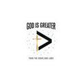 God Is Greater Cross Sticker | Christian Faith Sticker, Scripture Decal