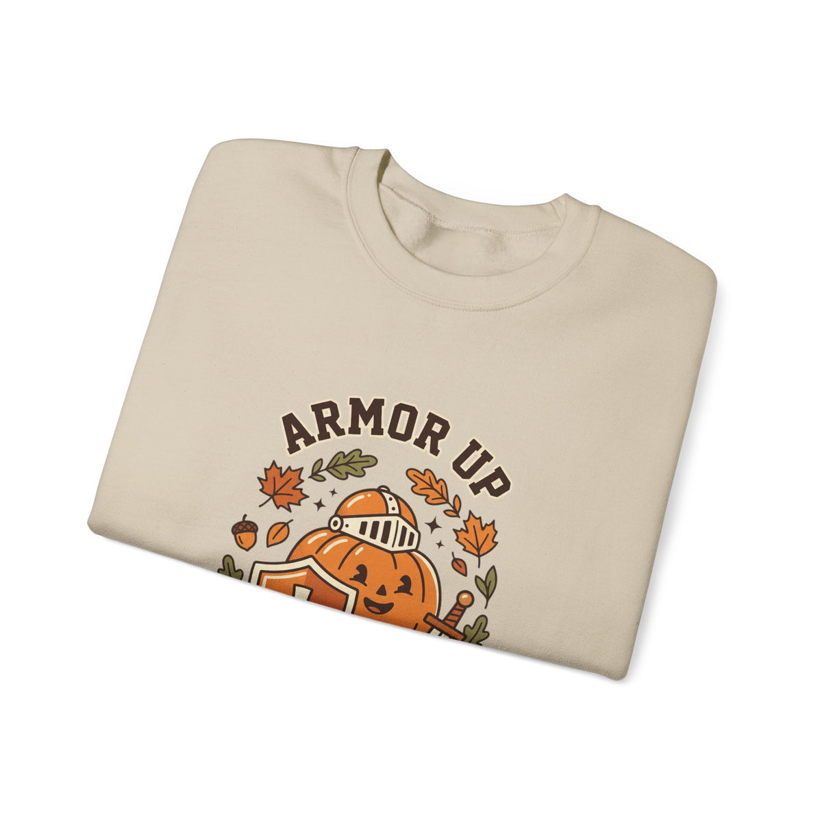 Armor Up For Autumn Sweatshirt – Christian Pumpkin Fall Crewneck (Ephesians 6:11)
