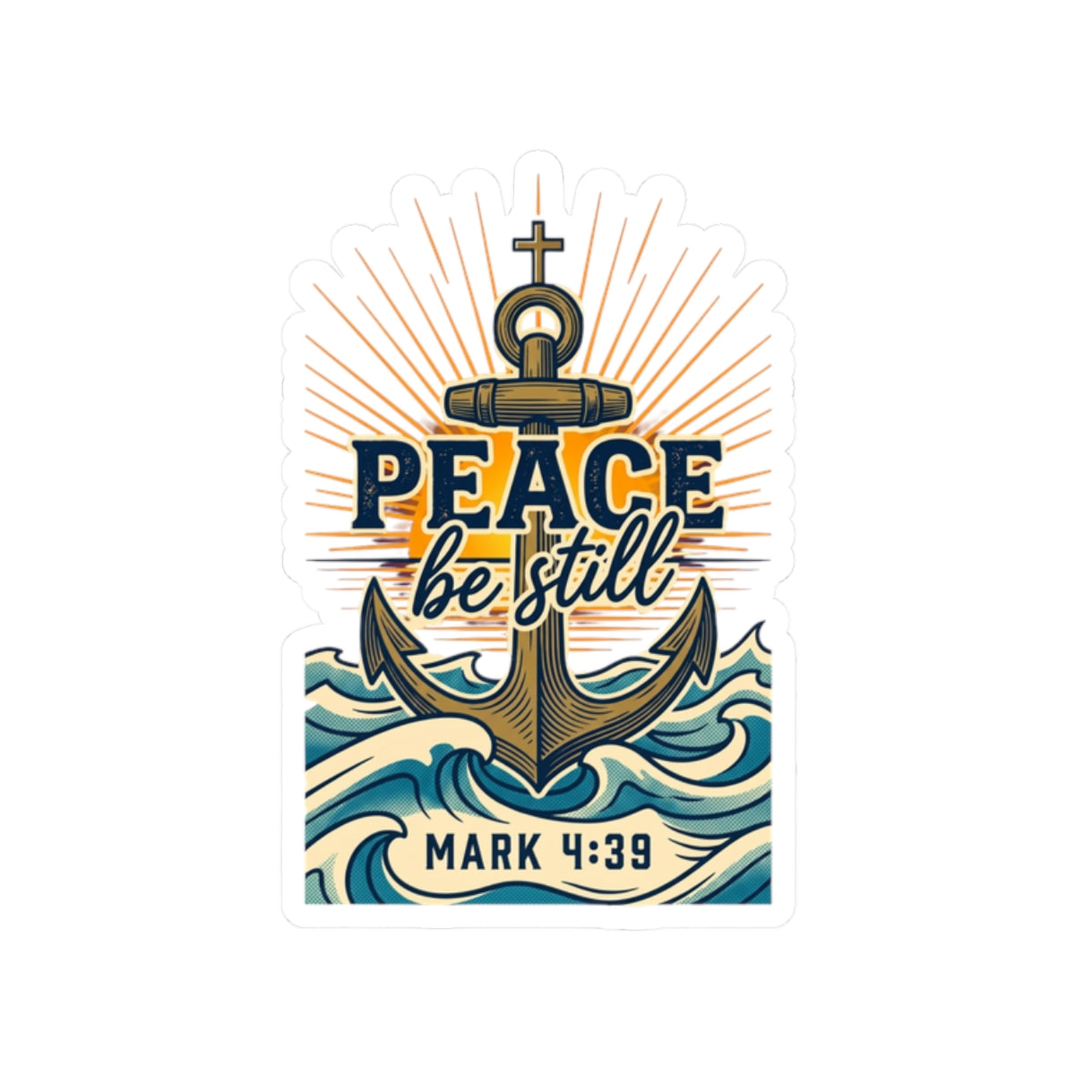 Peace Be Still Anchor Sticker | Christian Scripture Mark 4:39, Nautical Faith