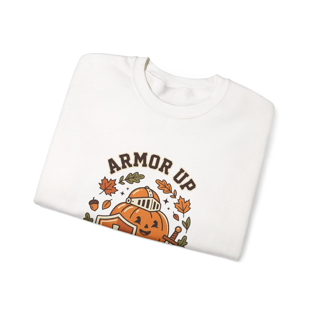 Armor Up For Autumn Sweatshirt – Christian Pumpkin Fall Crewneck (Ephesians 6:11)