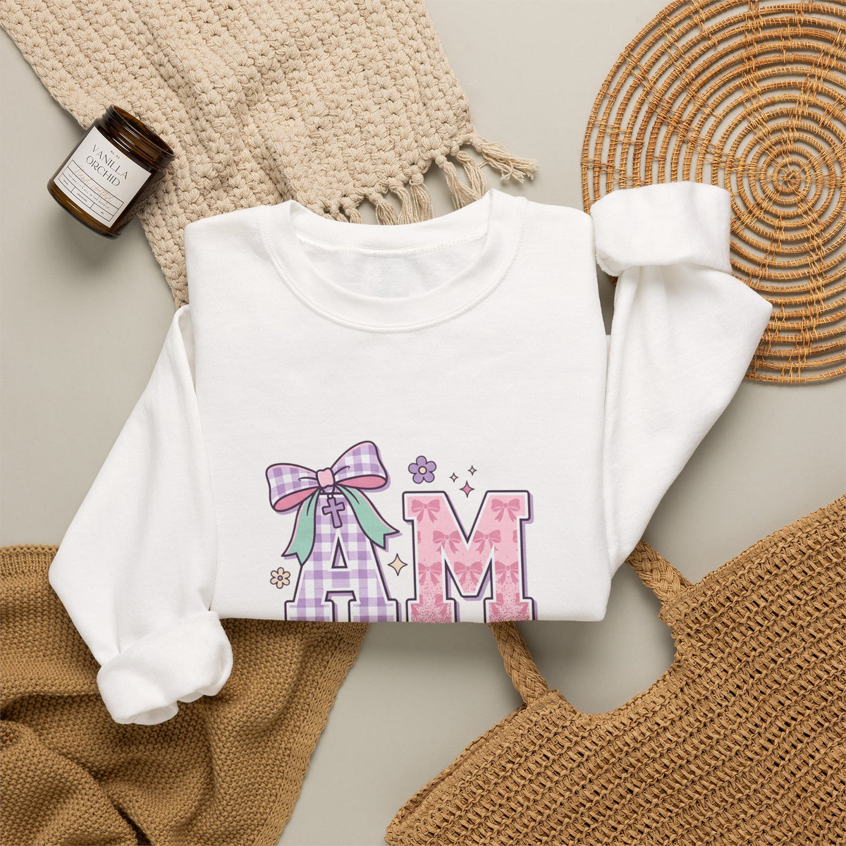 Amen Rainbow Letter Sweatshirt | Christian Faith Pastel Scripture Style