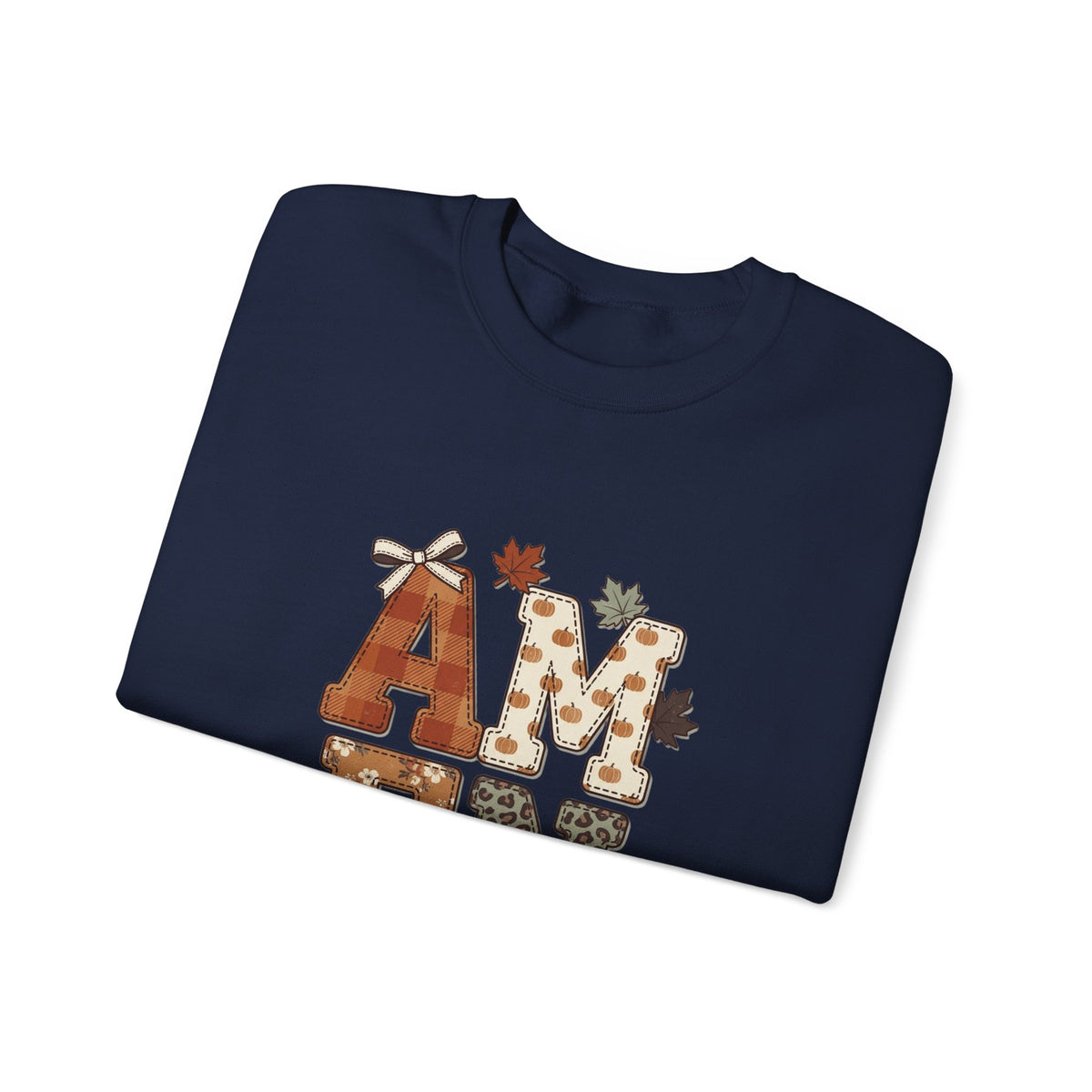 Crewneck Sweatshirt — "Amen So Be It" Fall Leaves Graphic