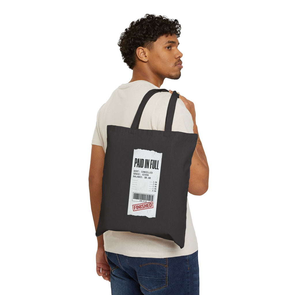 Paid in Full Tote | Christian Streetwear, Scripture Receipt Graphic