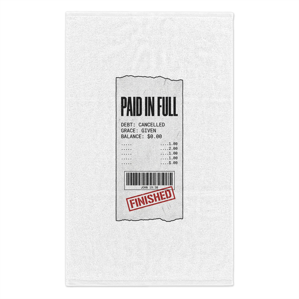 Finished Receipt Rally Towel – "Paid In Full" 11x18 gym towel