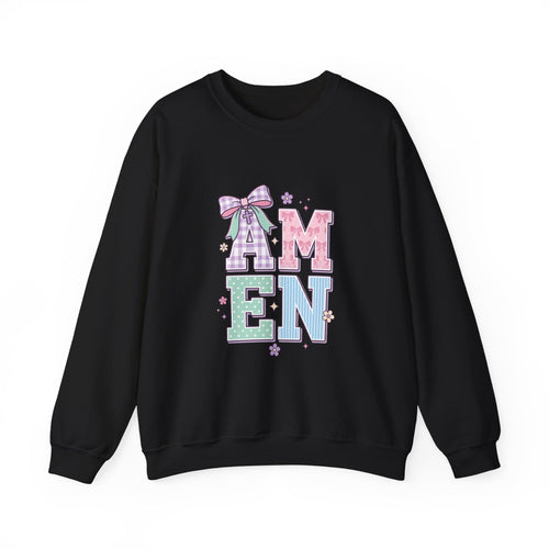 Amen Rainbow Letter Sweatshirt | Christian Faith Pastel Scripture Style
