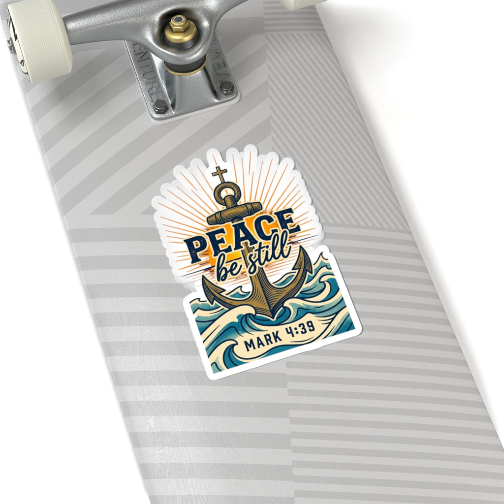 Peace Be Still Anchor Sticker | Christian Scripture Mark 4:39, Nautical Faith