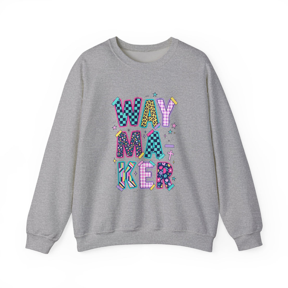 Waymaker Crewneck Sweatshirt — Colorful Retro Graphic "WAYMAKER" Pullover