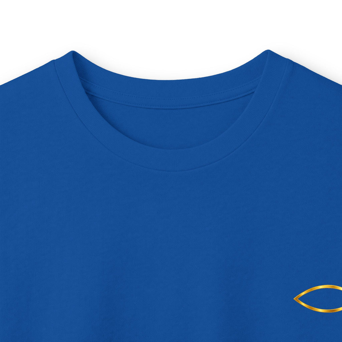 Christian Fish Long Sleeve Tee — Small Gold Ichthys Chest Logo