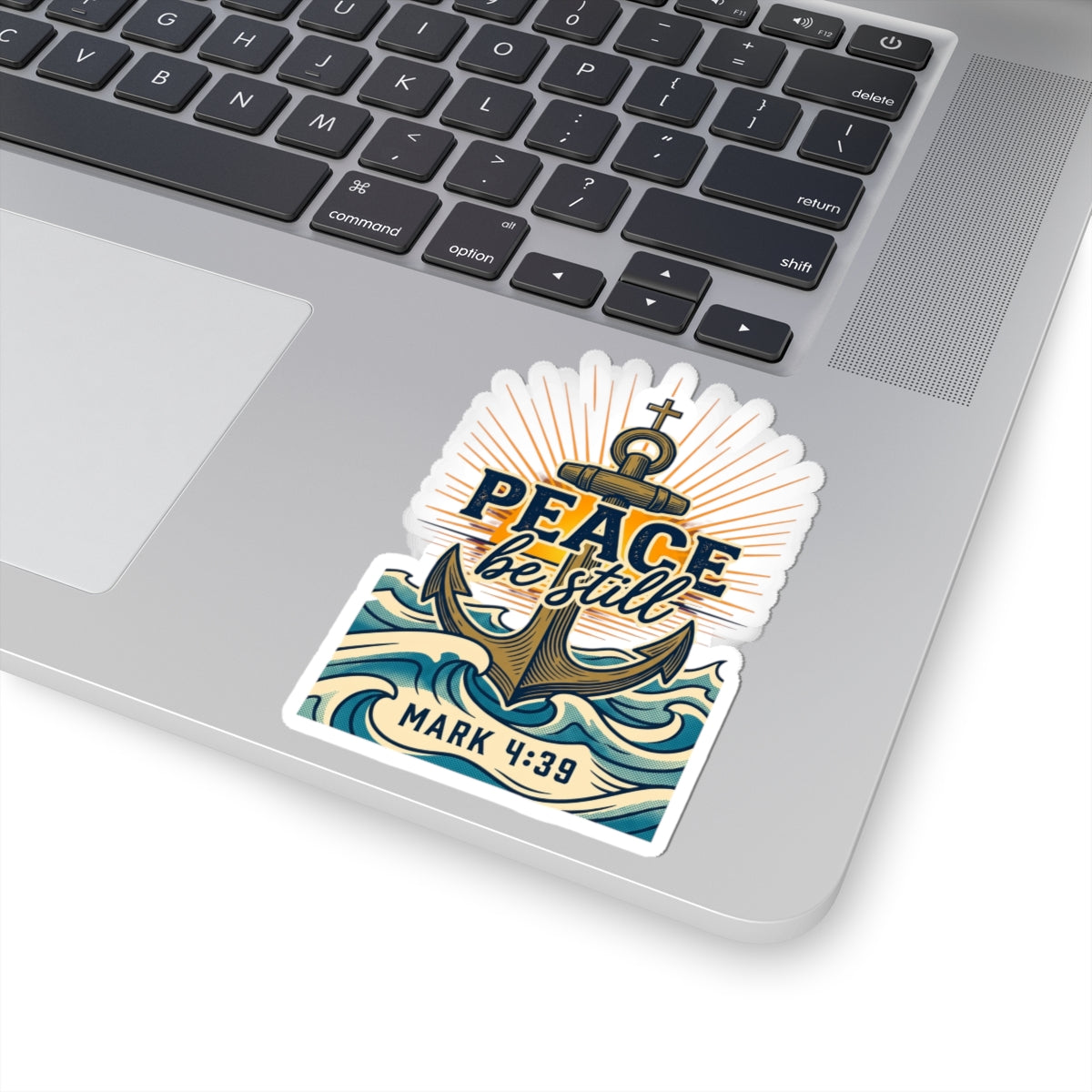Peace Be Still Anchor Sticker | Christian Scripture Mark 4:39, Nautical Faith