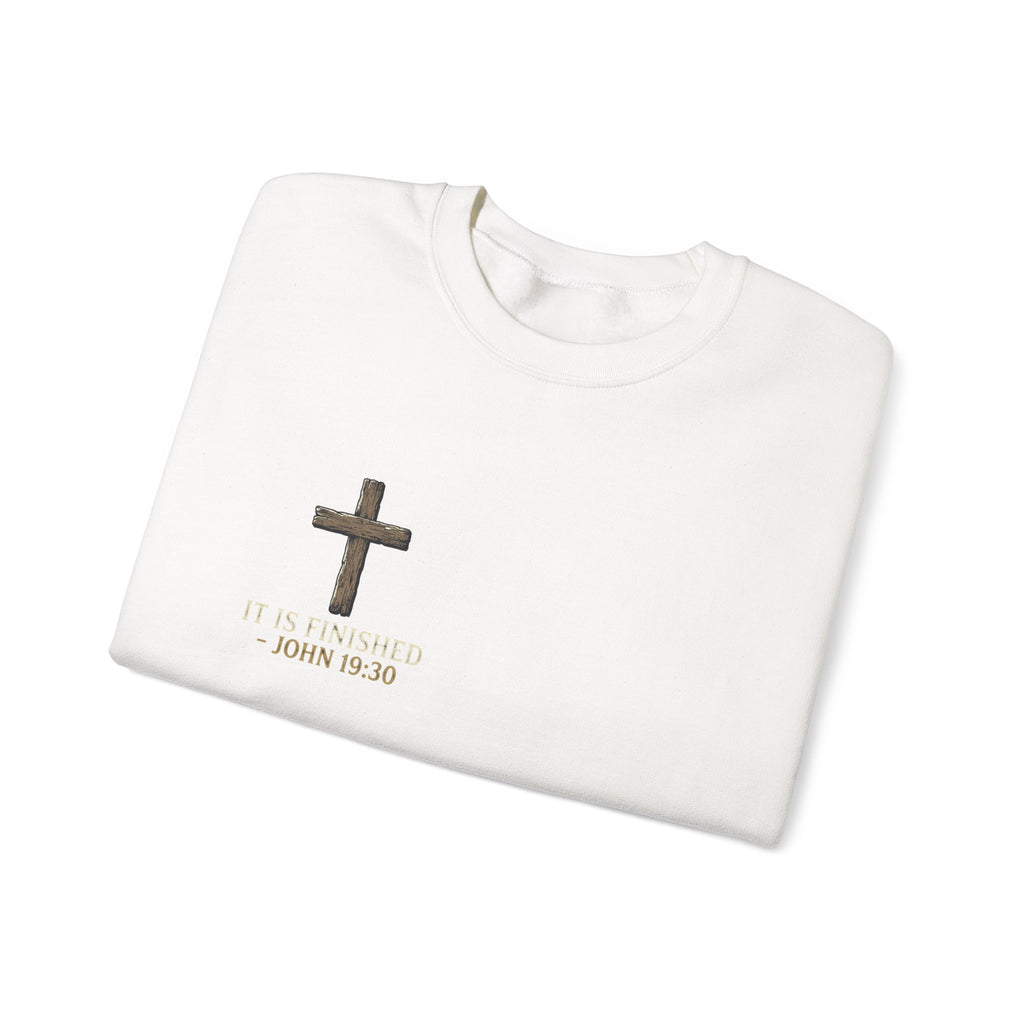 Christian Cross Crewneck Sweatshirt — John 19:30 Scripture Design