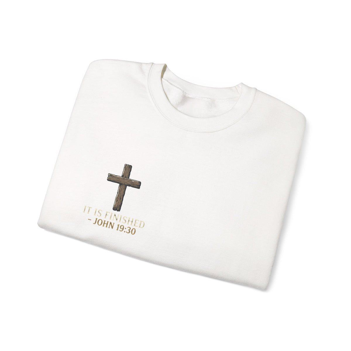 Christian Cross Crewneck Sweatshirt — John 19:30 Scripture Design