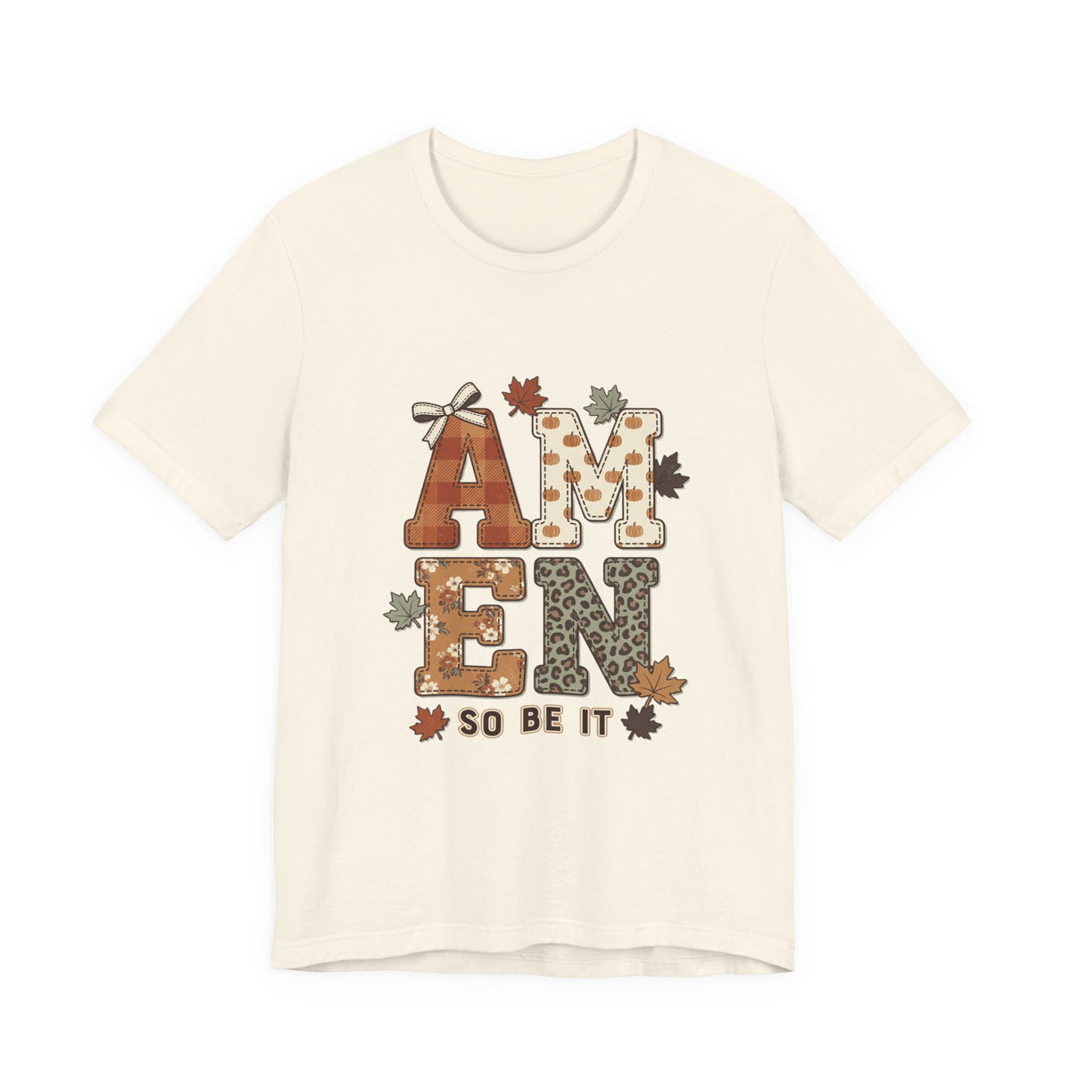 Amen Fall Graphic Tee — "AMEN So Be It" Autumn Leaves Shirt