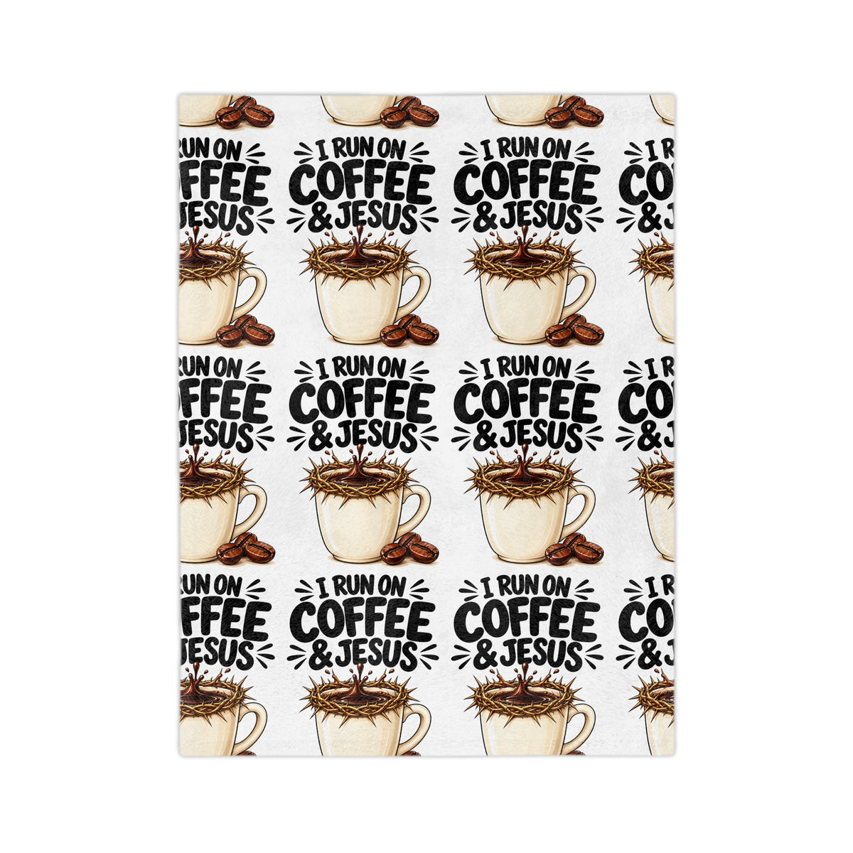 Microfiber Blanket — "I Run On Coffee & Jesus" Cozy Throw for Christian Coffee Lovers
