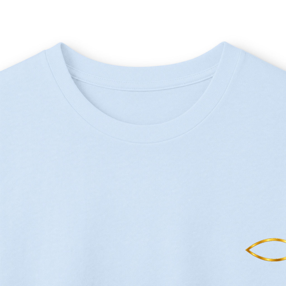 Christian Fish Long Sleeve Tee — Small Gold Ichthys Chest Logo