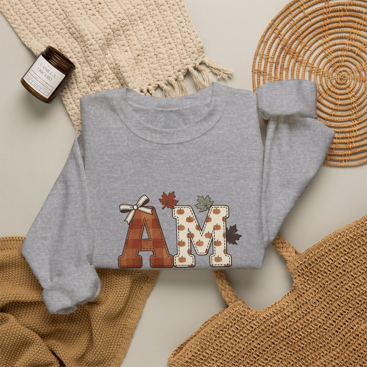 Crewneck Sweatshirt — "Amen So Be It" Fall Leaves Graphic