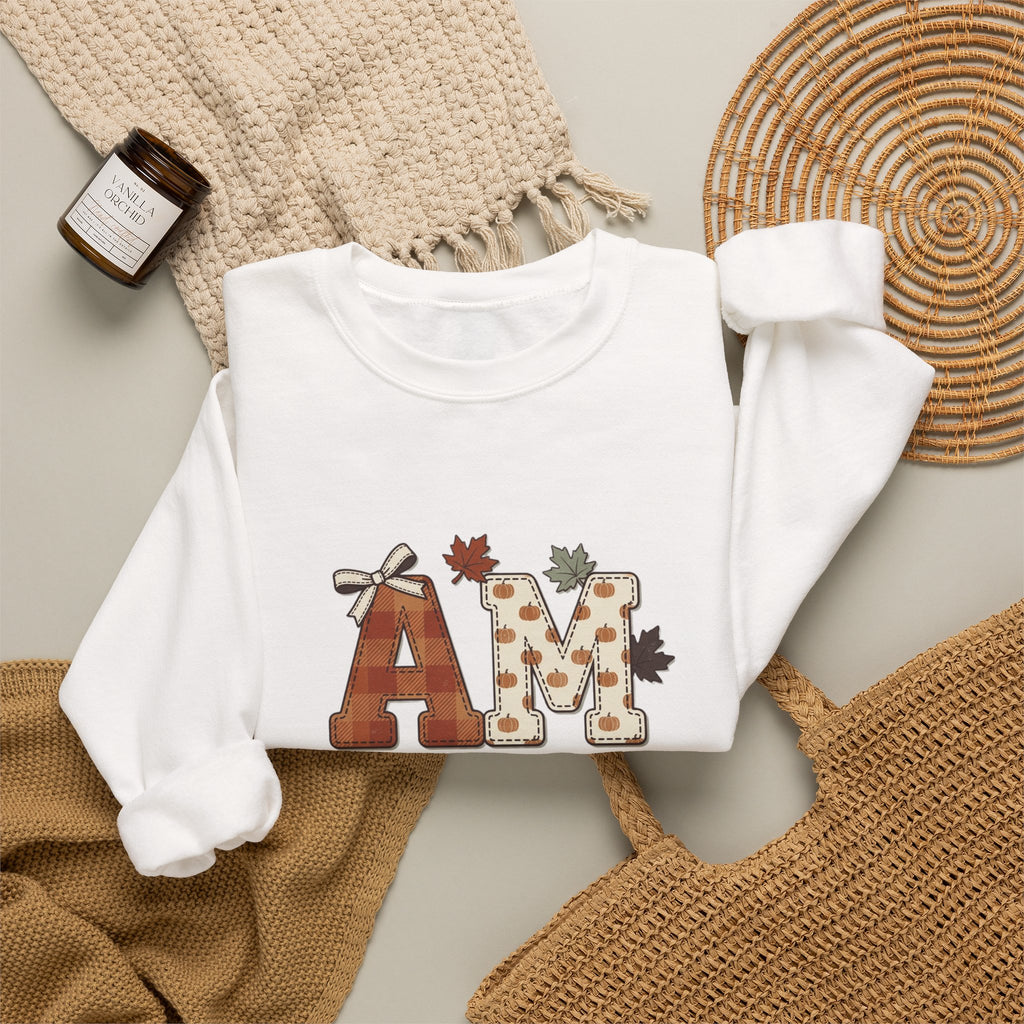 Crewneck Sweatshirt — "Amen So Be It" Fall Leaves Graphic