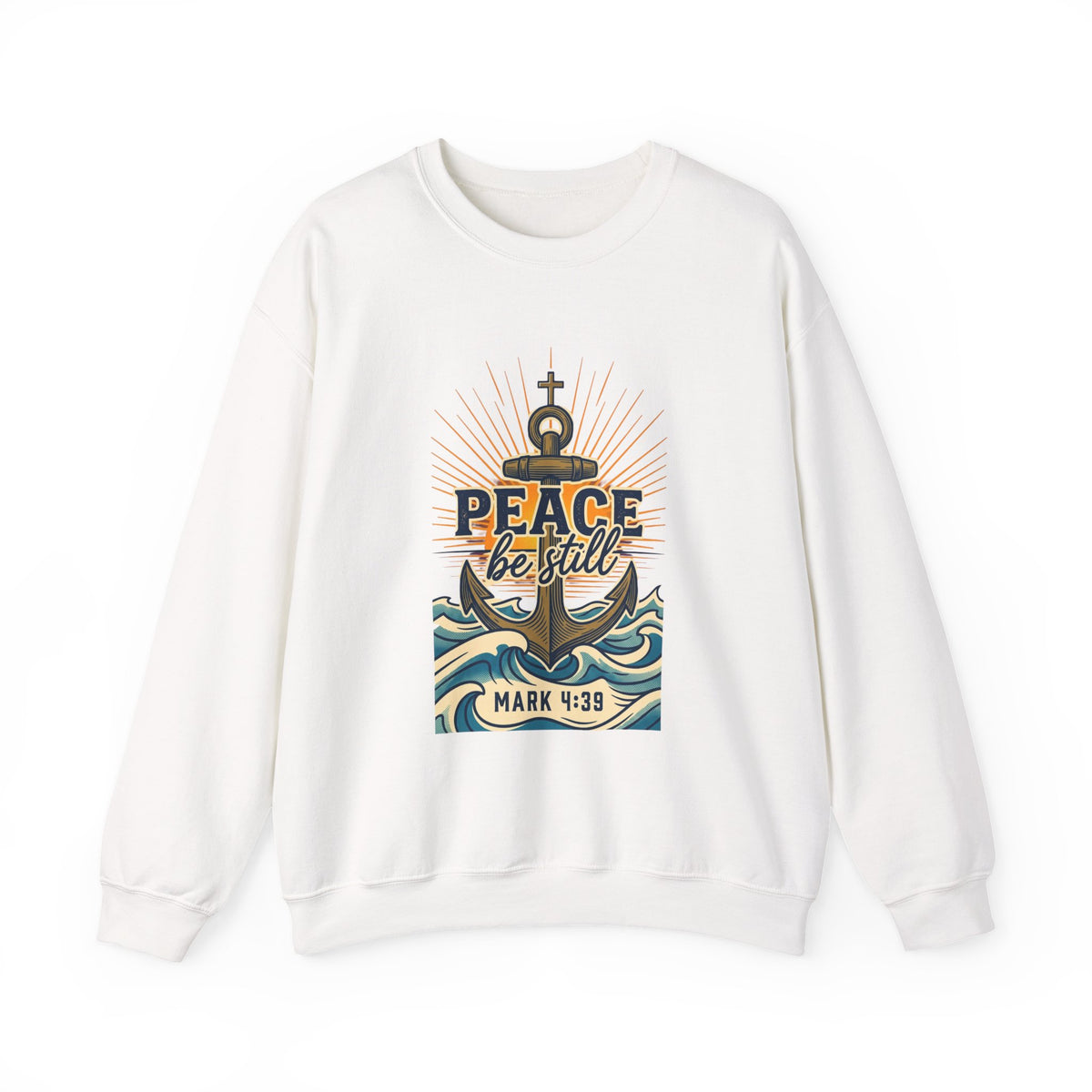 Peace Be Still Anchor Sweatshirt – Mark 4:39 Christian Crewneck