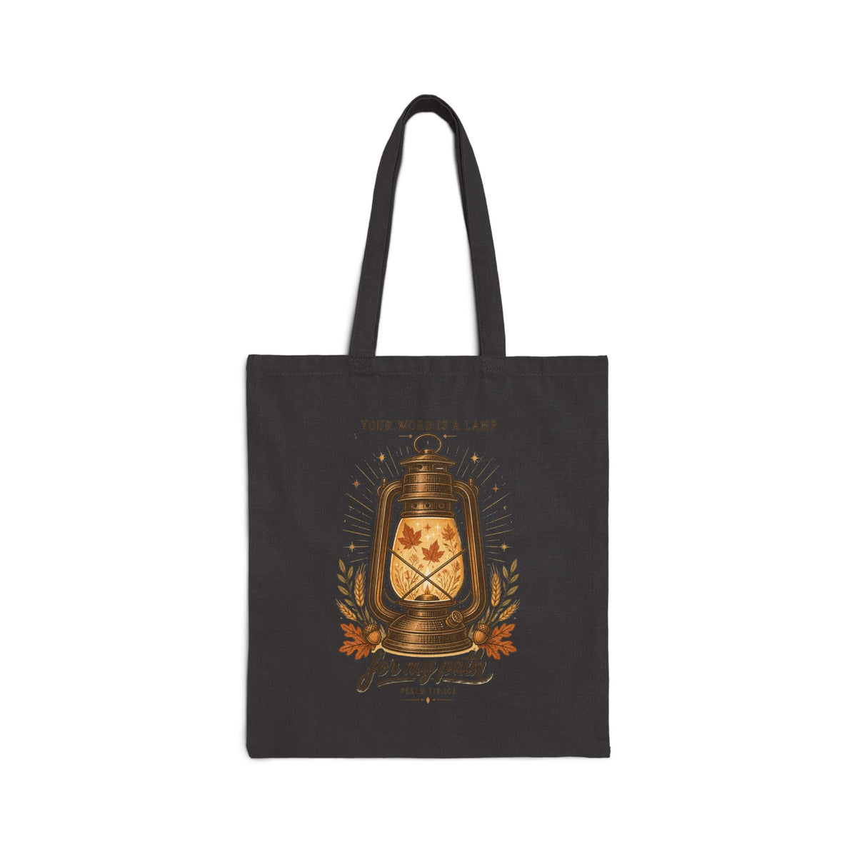Tote Bag — "Your Word Is a Lamp for My Path" Lantern Canvas Tote (Inspirational Christian Gift)