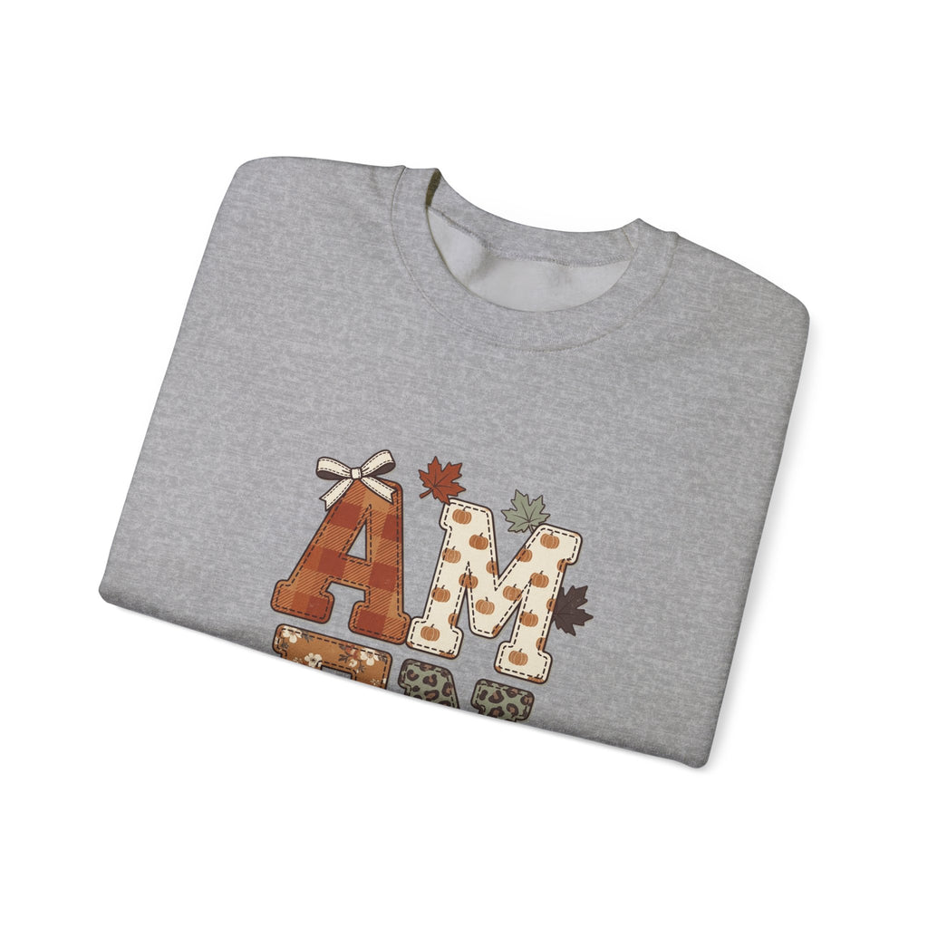 Crewneck Sweatshirt — "Amen So Be It" Fall Leaves Graphic