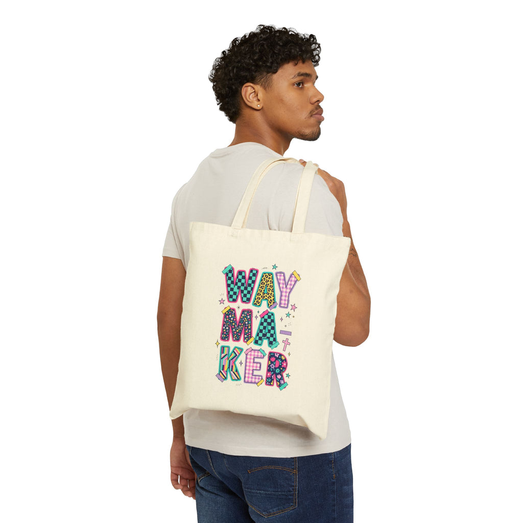 Waymaker Colorful Graphic Tote Bag — Inspirational Bible Verse Gift Tote