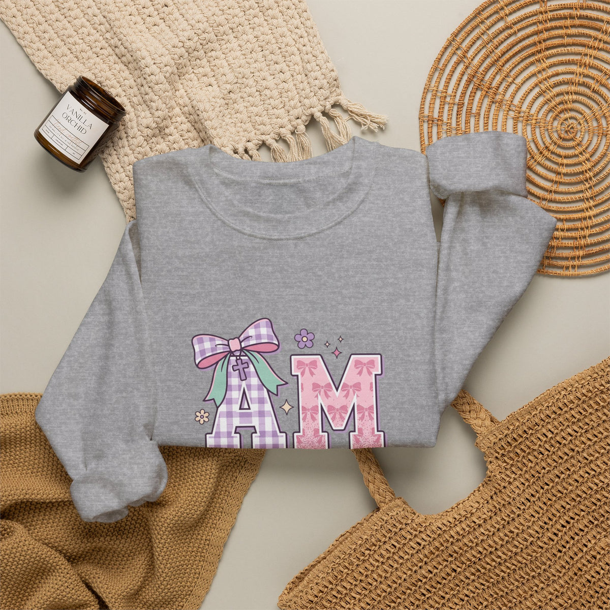 Amen Rainbow Letter Sweatshirt | Christian Faith Pastel Scripture Style