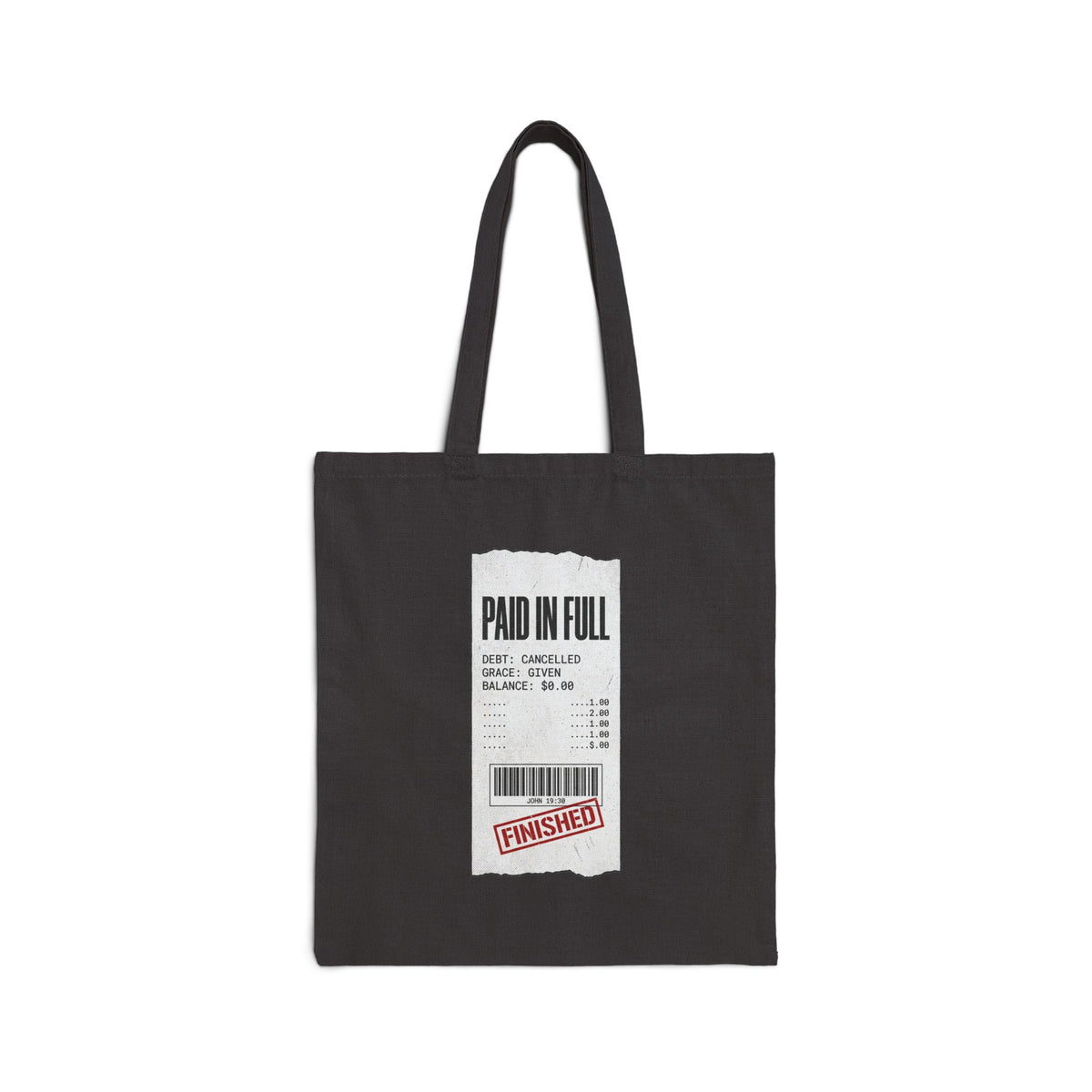Paid in Full Tote | Christian Streetwear, Scripture Receipt Graphic