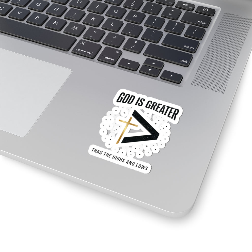 God Is Greater Cross Sticker | Christian Faith Sticker, Scripture Decal
