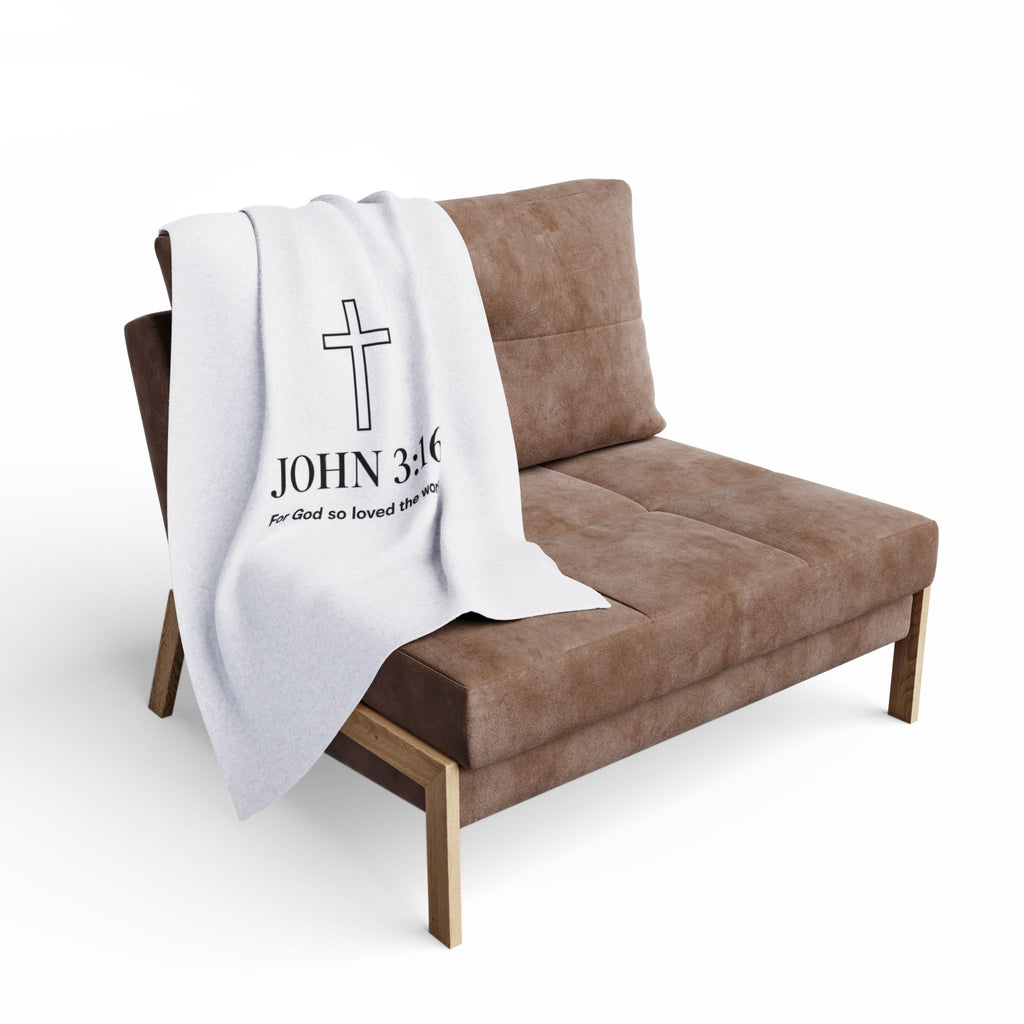 John 3:16 Christian Fleece Blanket – Cross Design, "For God so loved the world"