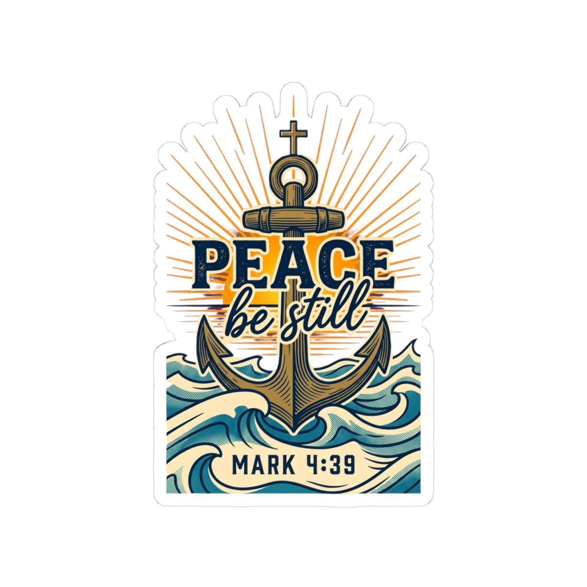 Peace Be Still Anchor Sticker | Christian Scripture Mark 4:39, Nautical Faith