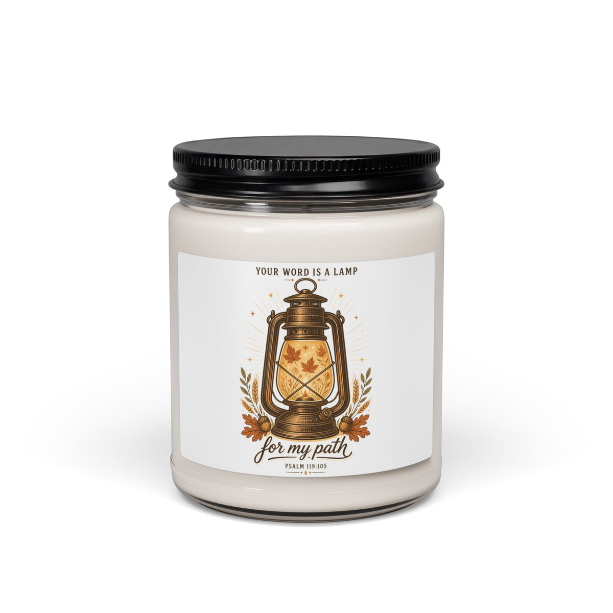 Lantern Soy Candle – "Your Word is a Lamp for My Path" 9oz (Christian Inspirational)