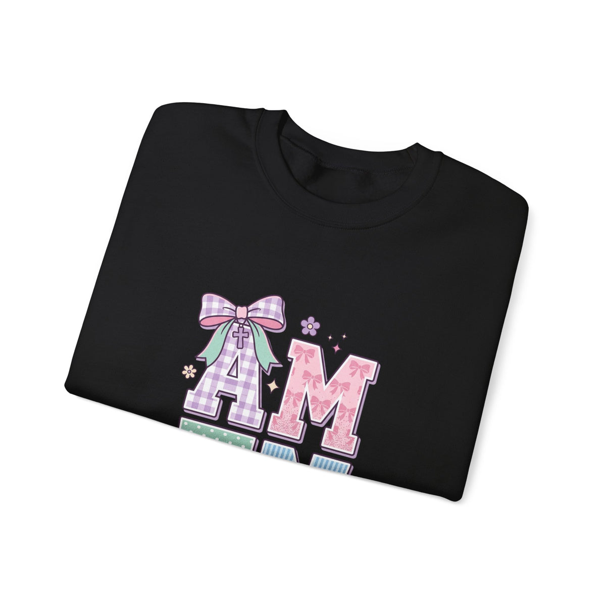 Amen Rainbow Letter Sweatshirt | Christian Faith Pastel Scripture Style