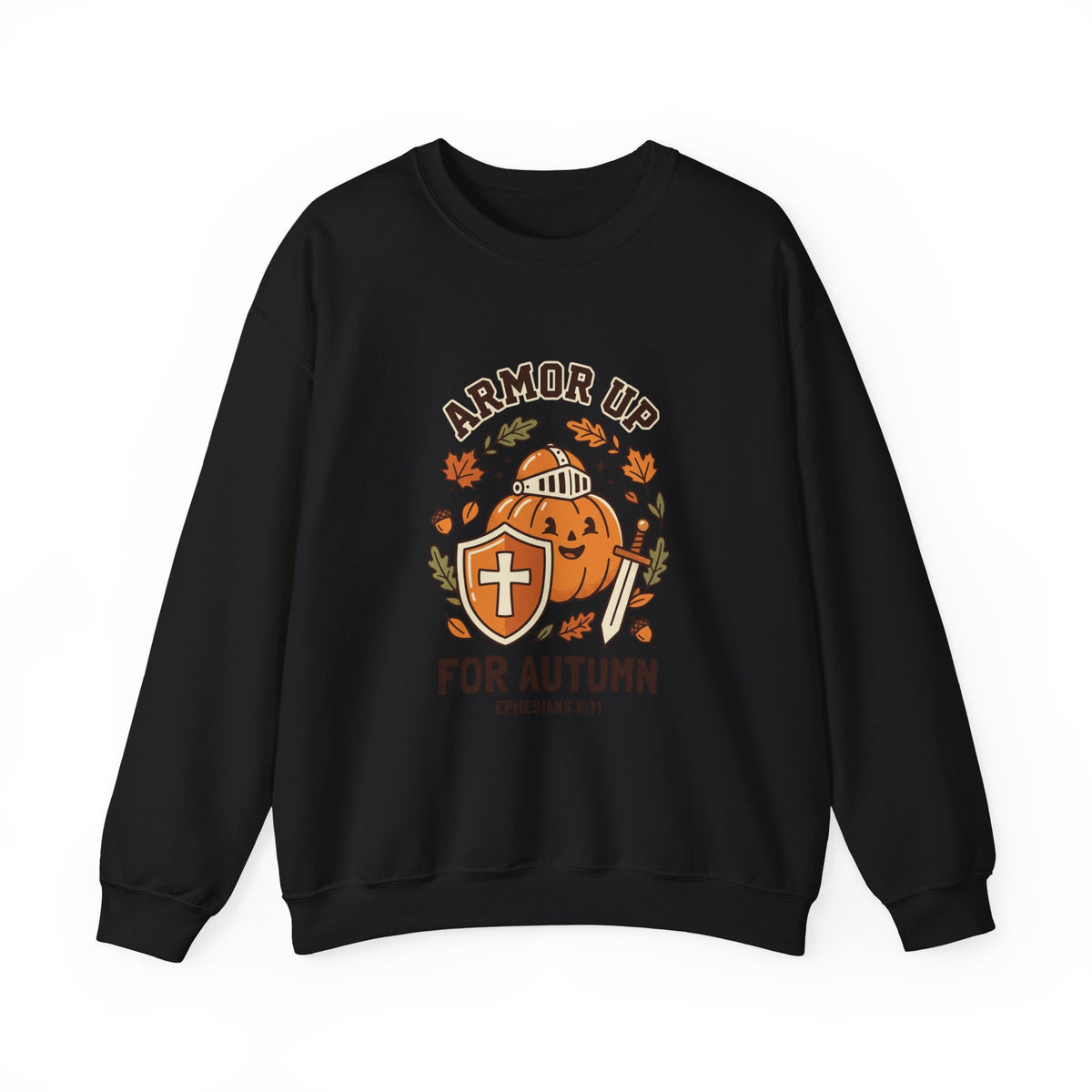 Armor Up For Autumn Sweatshirt – Christian Pumpkin Fall Crewneck (Ephesians 6:11)