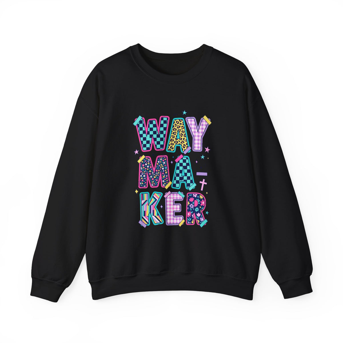 Waymaker Crewneck Sweatshirt — Colorful Retro Graphic "WAYMAKER" Pullover