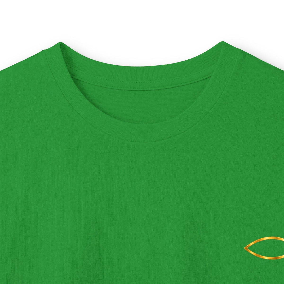 Christian Fish Long Sleeve Tee — Small Gold Ichthys Chest Logo