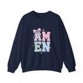 Amen Rainbow Letter Sweatshirt | Christian Faith Pastel Scripture Style